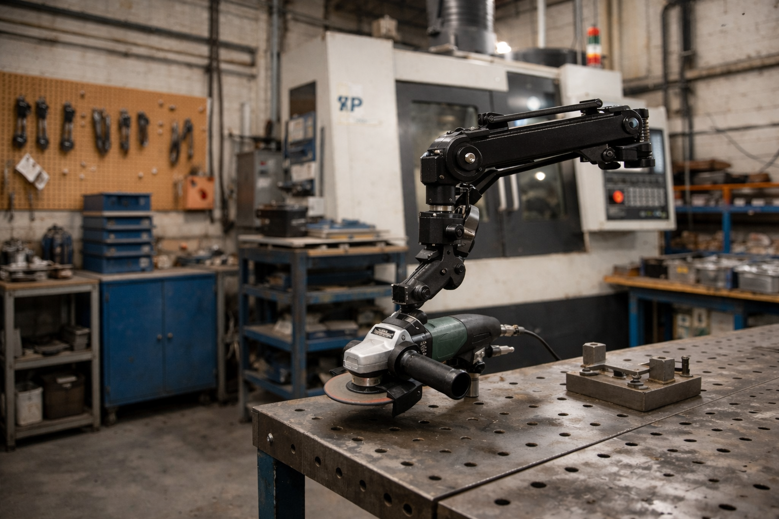 Vibration control with a support for small angle grinders